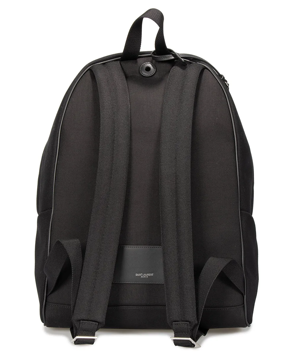 Saint Laurent Large Black Canvas Backpack with Leather Accents