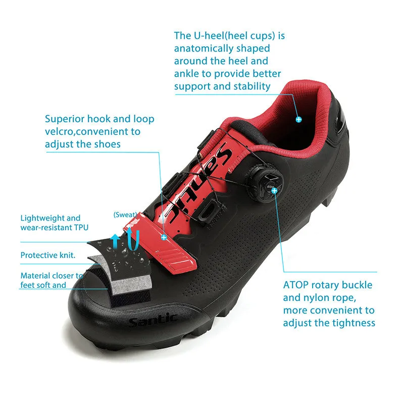 Santic RoadBreaker Black Men’s MTB Shoes Buckle Compatible with SPD Cleats