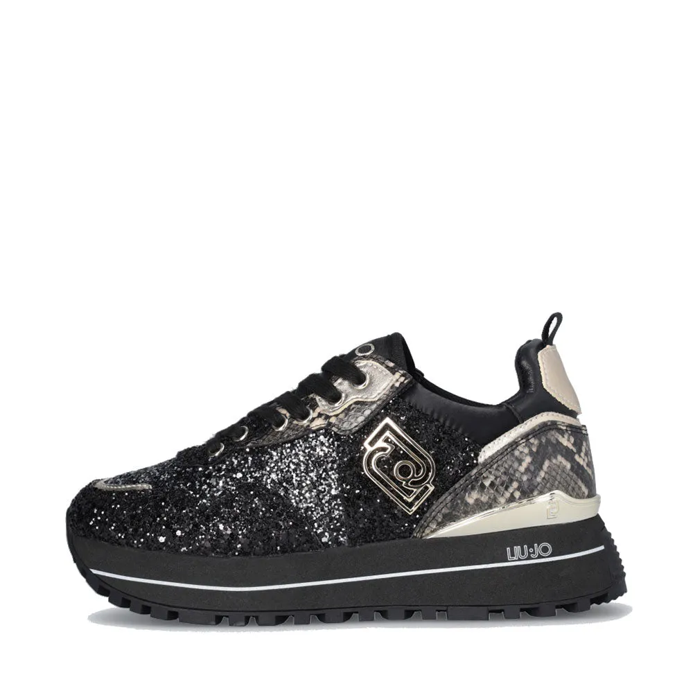 Scarpe Donna LIU JO Maxi Wonder 01 Sneakers Platform con Glitter Black