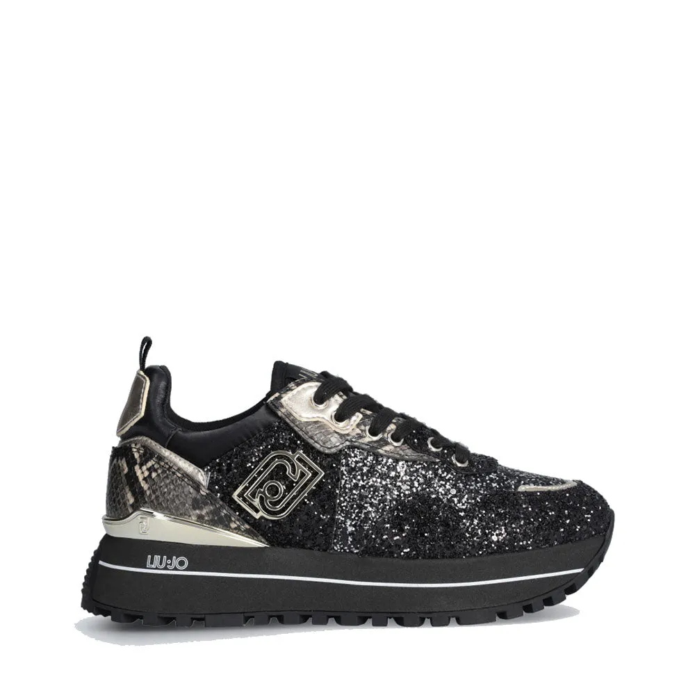 Scarpe Donna LIU JO Maxi Wonder 01 Sneakers Platform con Glitter Black