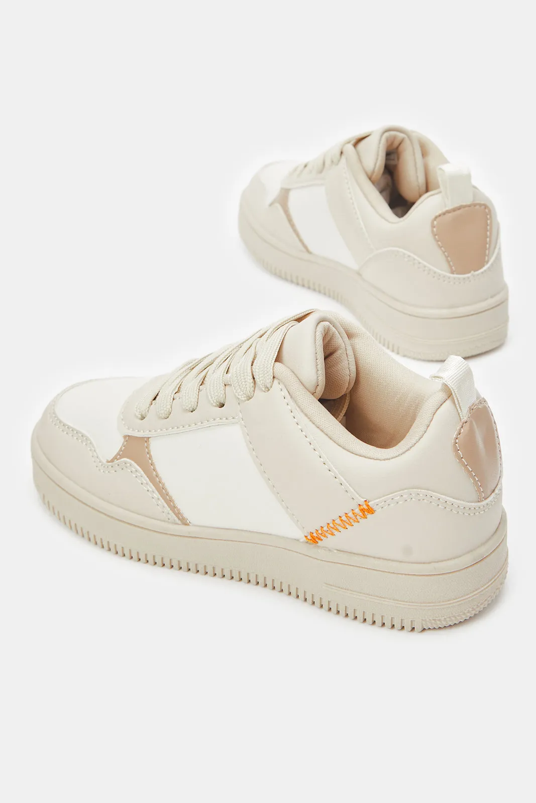 Senior Girls Beige Colour block Sneaker