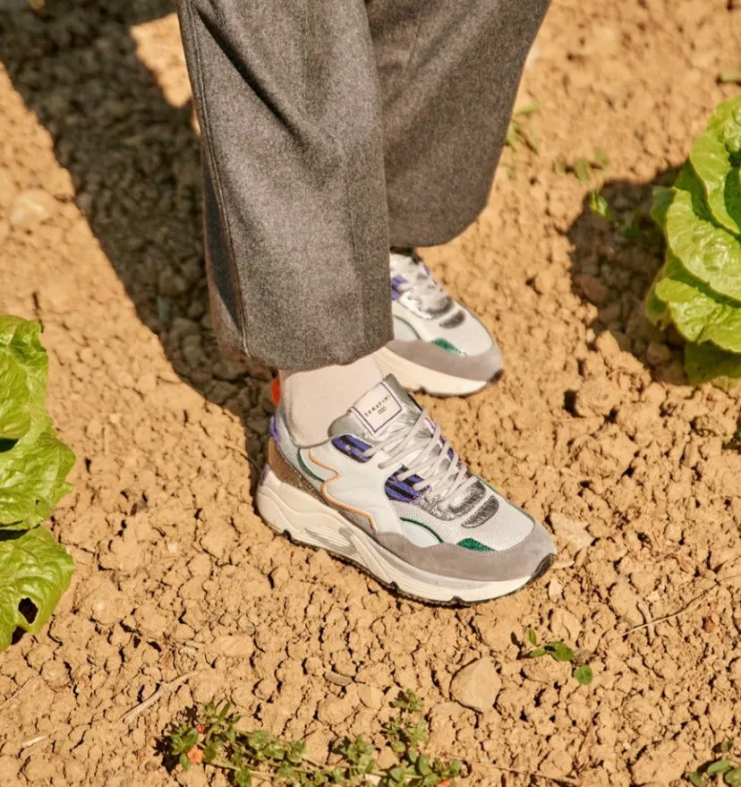 Serafini Malibu Silver and Blue Leather Trainers