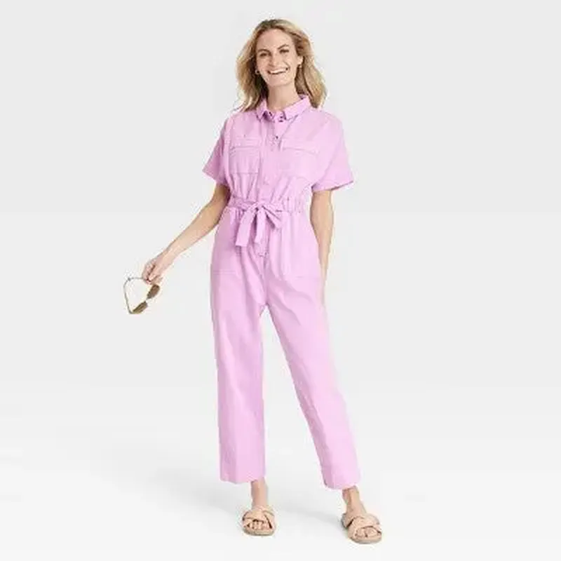 Short Sleeve Button-Front Boilersuit