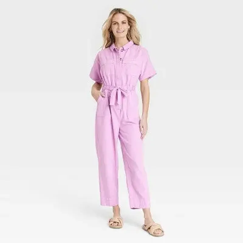 Short Sleeve Button-Front Boilersuit