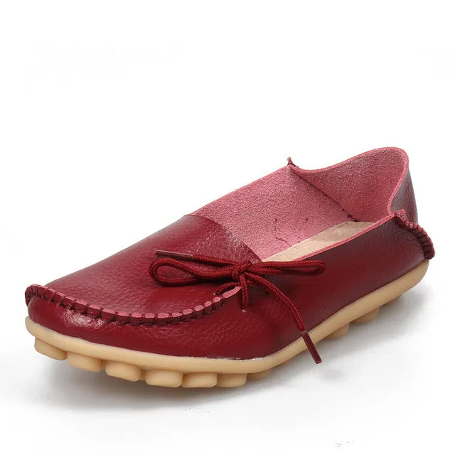 Soft Leisure Flats Women Leather Shoes Moccasins Mother Loafers