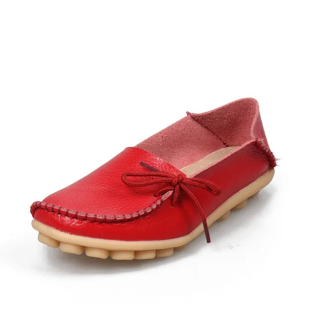 Soft Leisure Flats Women Leather Shoes Moccasins Mother Loafers