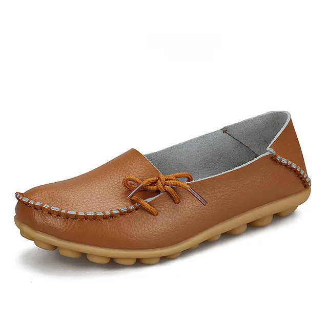 Soft Leisure Flats Women Leather Shoes Moccasins Mother Loafers