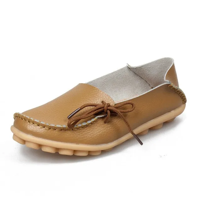 Soft Leisure Flats Women Leather Shoes Moccasins Mother Loafers