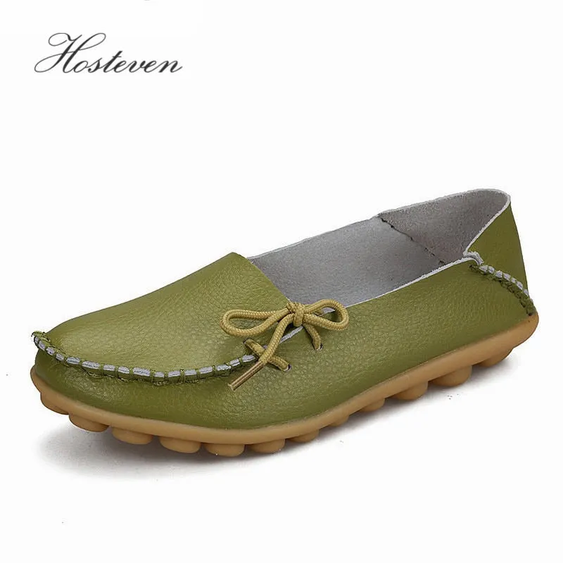 Soft Leisure Flats Women Leather Shoes Moccasins Mother Loafers