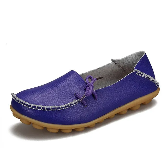 Soft Leisure Flats Women Leather Shoes Moccasins Mother Loafers