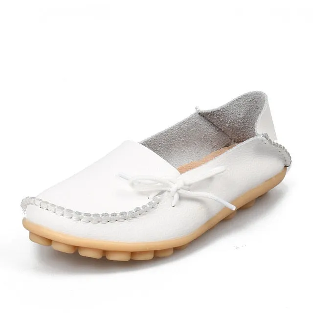 Soft Leisure Flats Women Leather Shoes Moccasins Mother Loafers