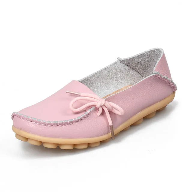 Soft Leisure Flats Women Leather Shoes Moccasins Mother Loafers