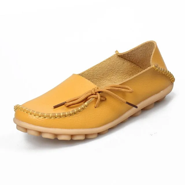 Soft Leisure Flats Women Leather Shoes Moccasins Mother Loafers