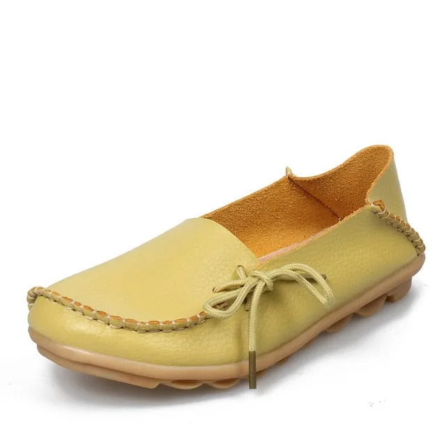 Soft Leisure Flats Women Leather Shoes Moccasins Mother Loafers