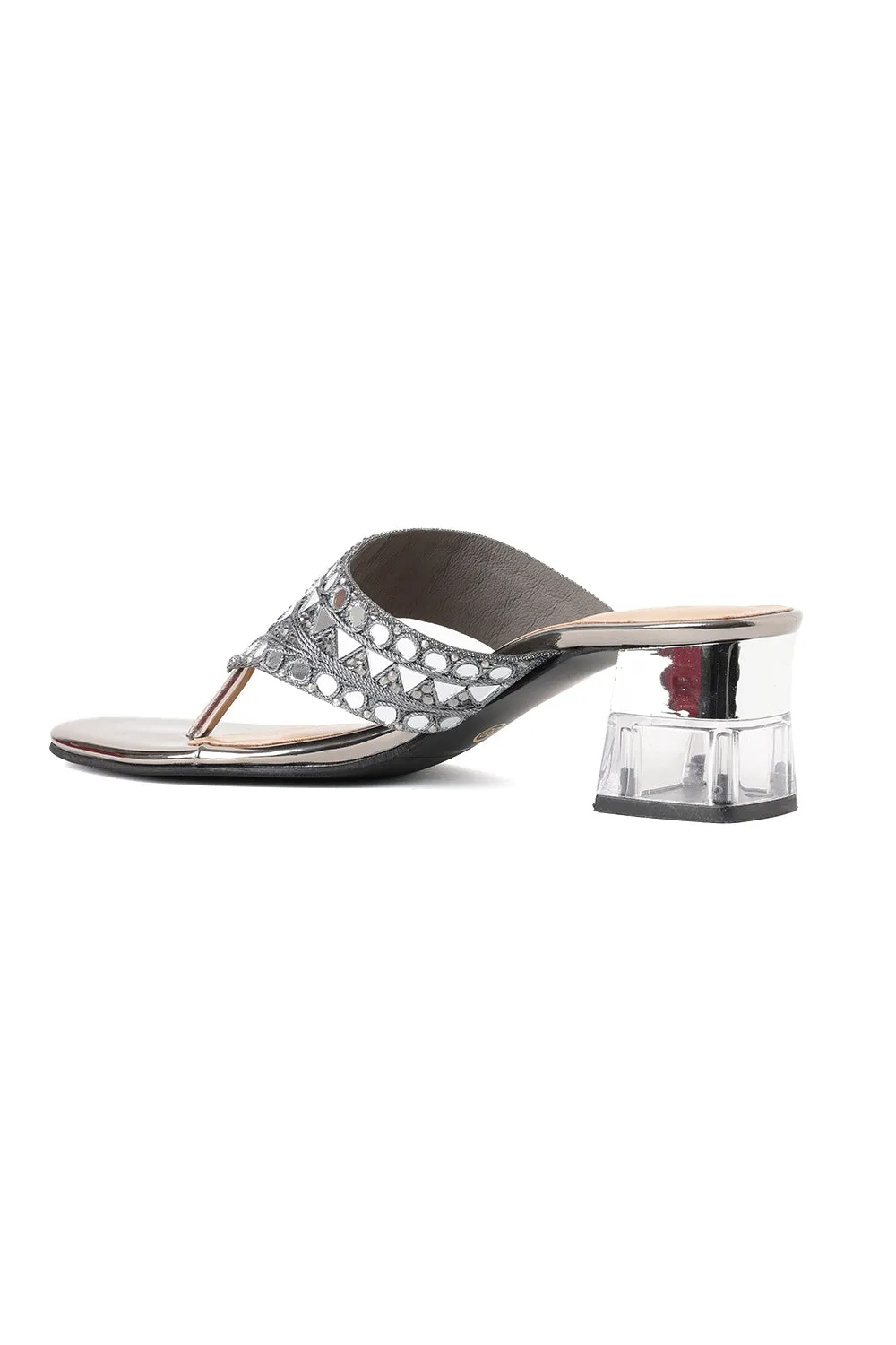 SOLES Mirror Work Crystal Block Heels