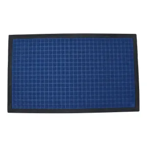 Square Design Entryway Mat - Black & Blue 450 X 750