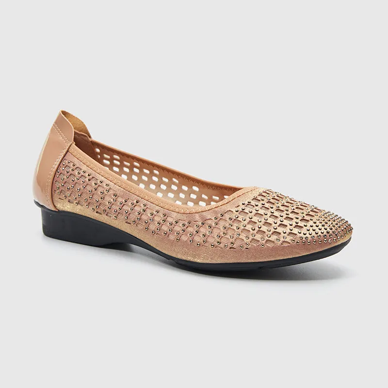 Square Toe Soft Sole Casual Flats Gold