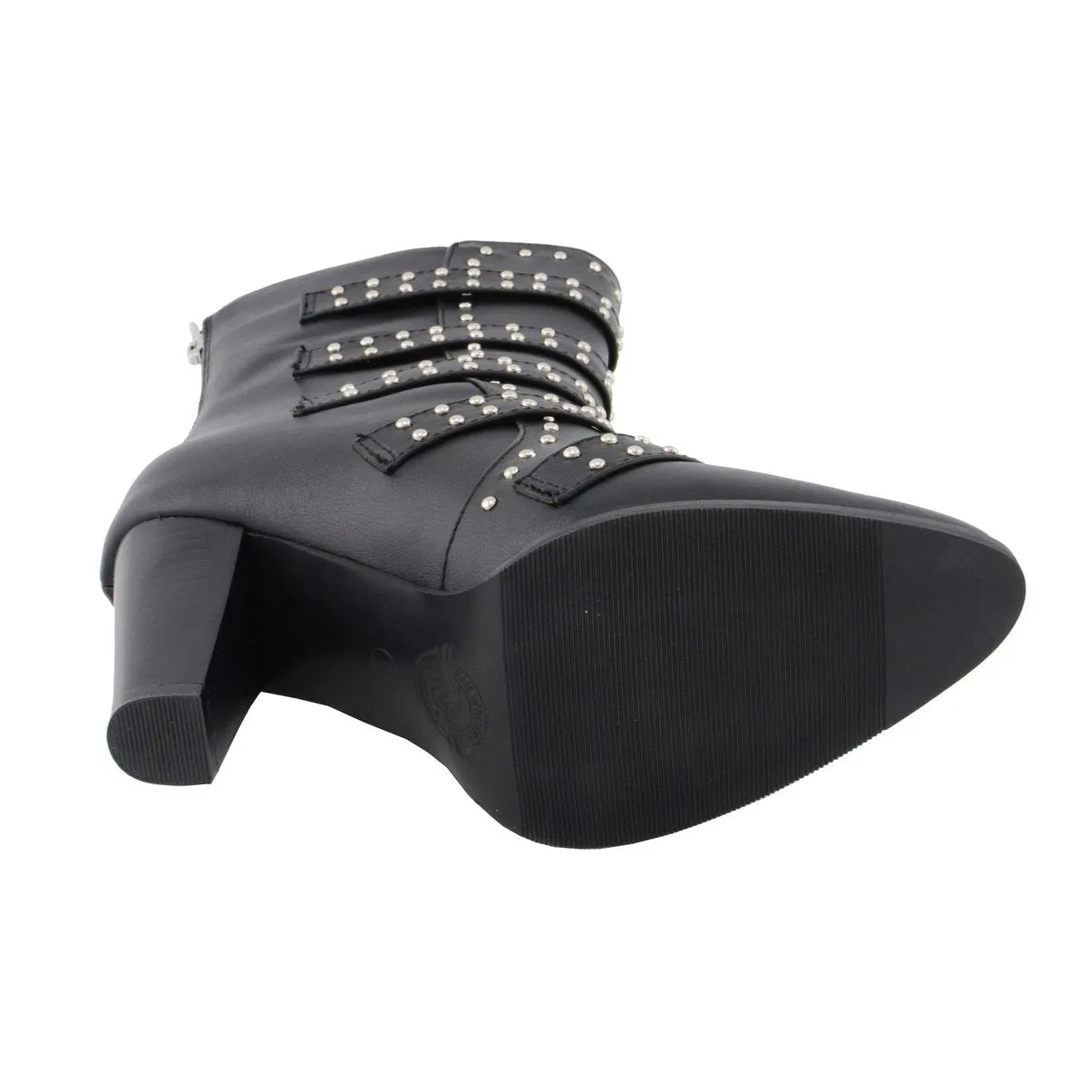 Step It Up Women's Black Buckle Up Boots with Studded Bling