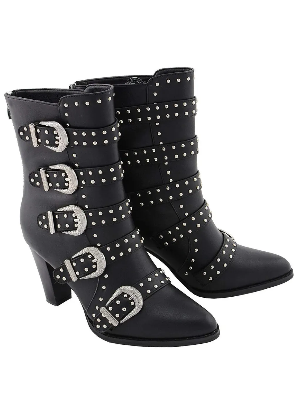 Step It Up Women's Black Buckle Up Boots with Studded Bling