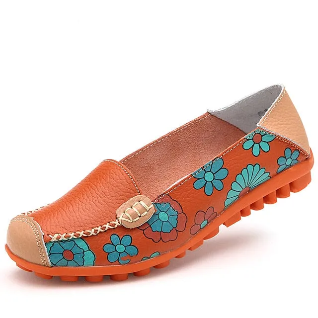 STQ 2019 Spring women flats genuine leather shoes slip on