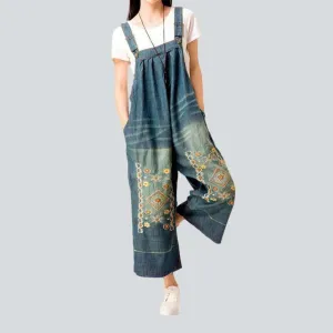 Street women's denim embroidered overall