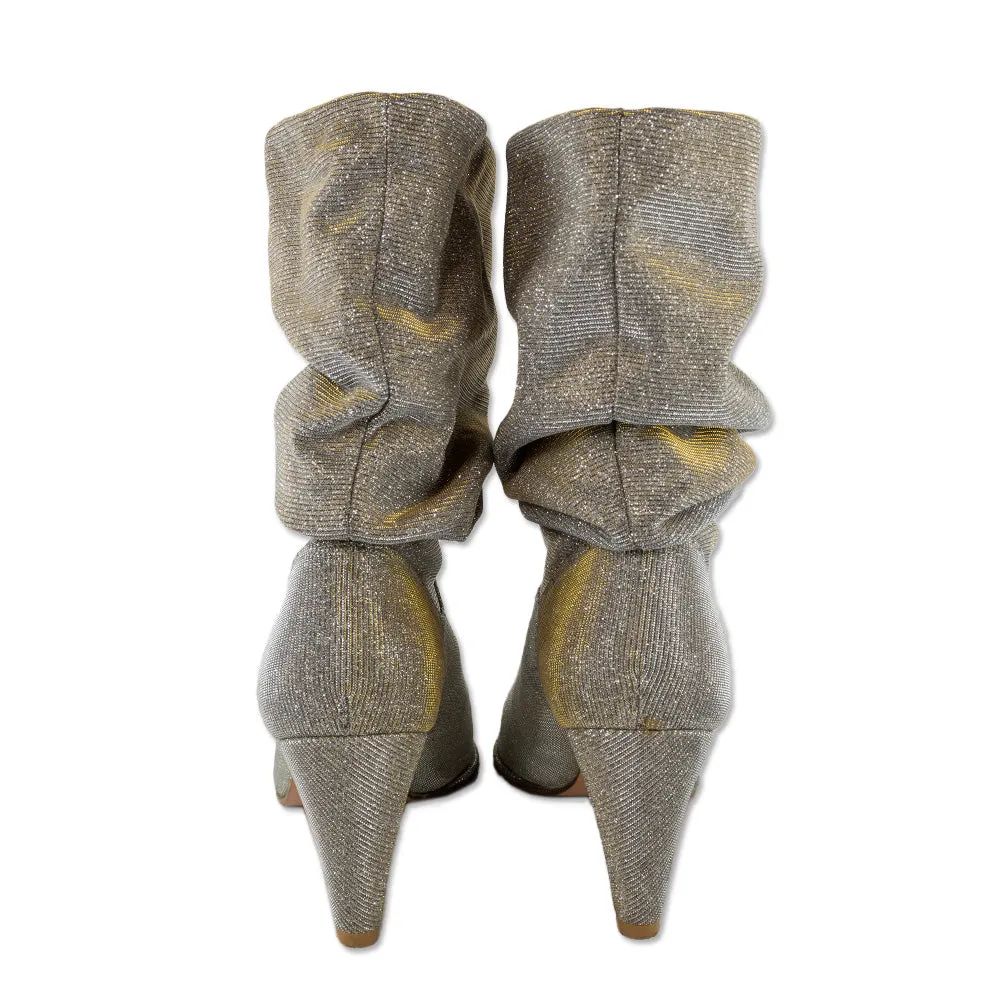 Stuart Weitzman Metallic Silver Gold Slouch Boots