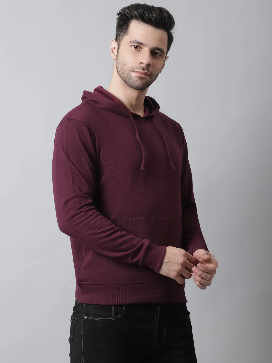 Style Quotient Men Maroon Hooded Sweatshirt