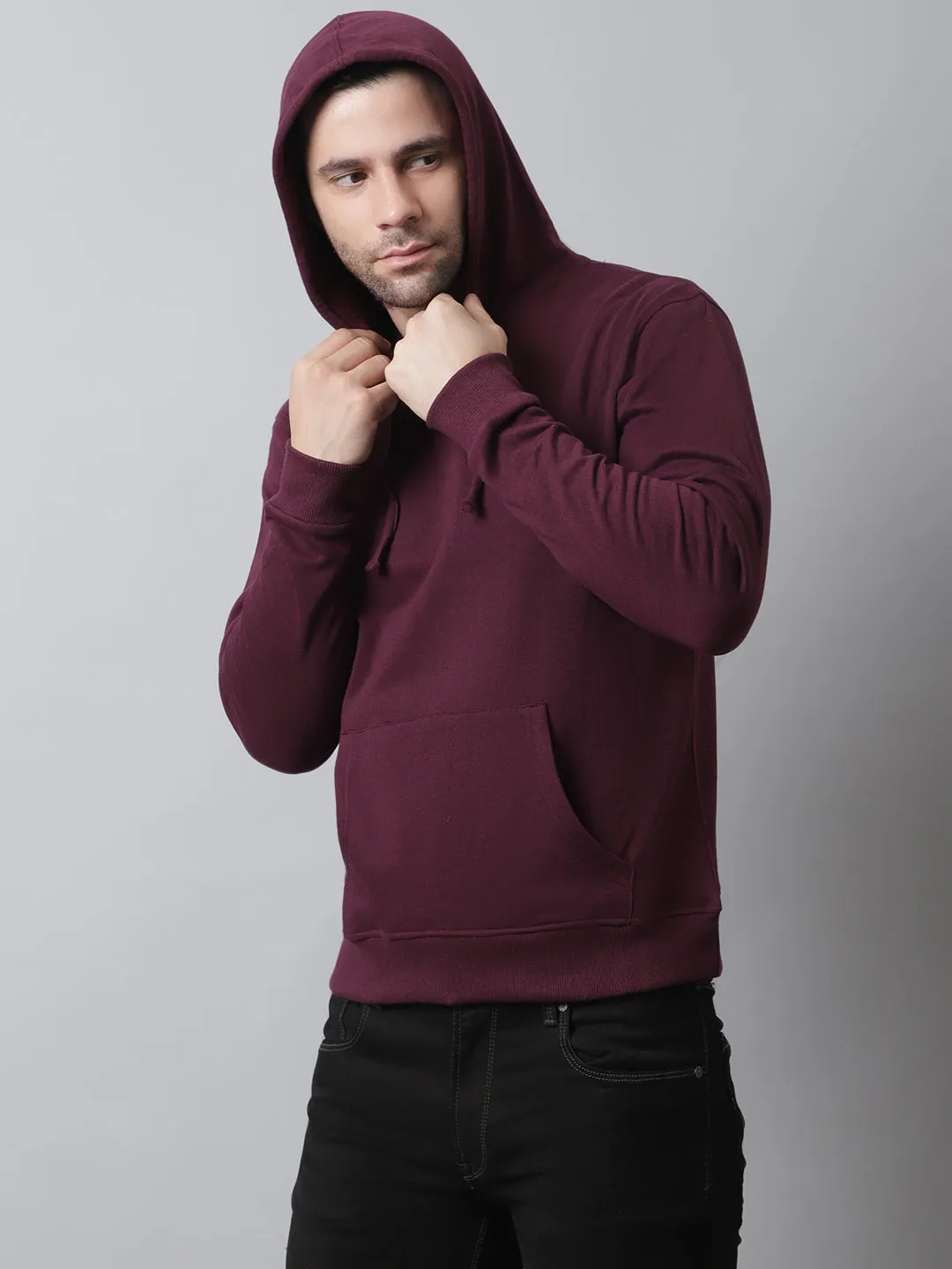 Style Quotient Men Maroon Hooded Sweatshirt