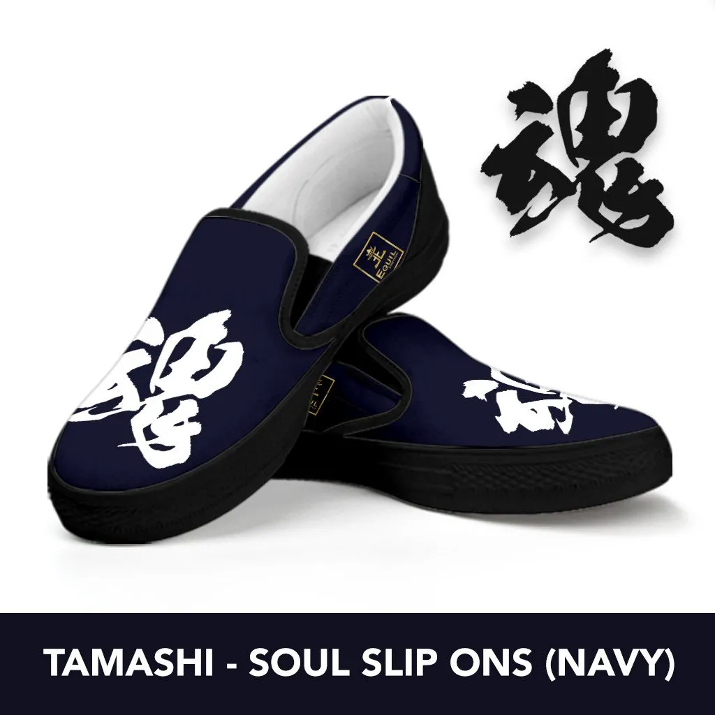 Tamashi - Soul Kanji (Navy) Slip Ons - Womens