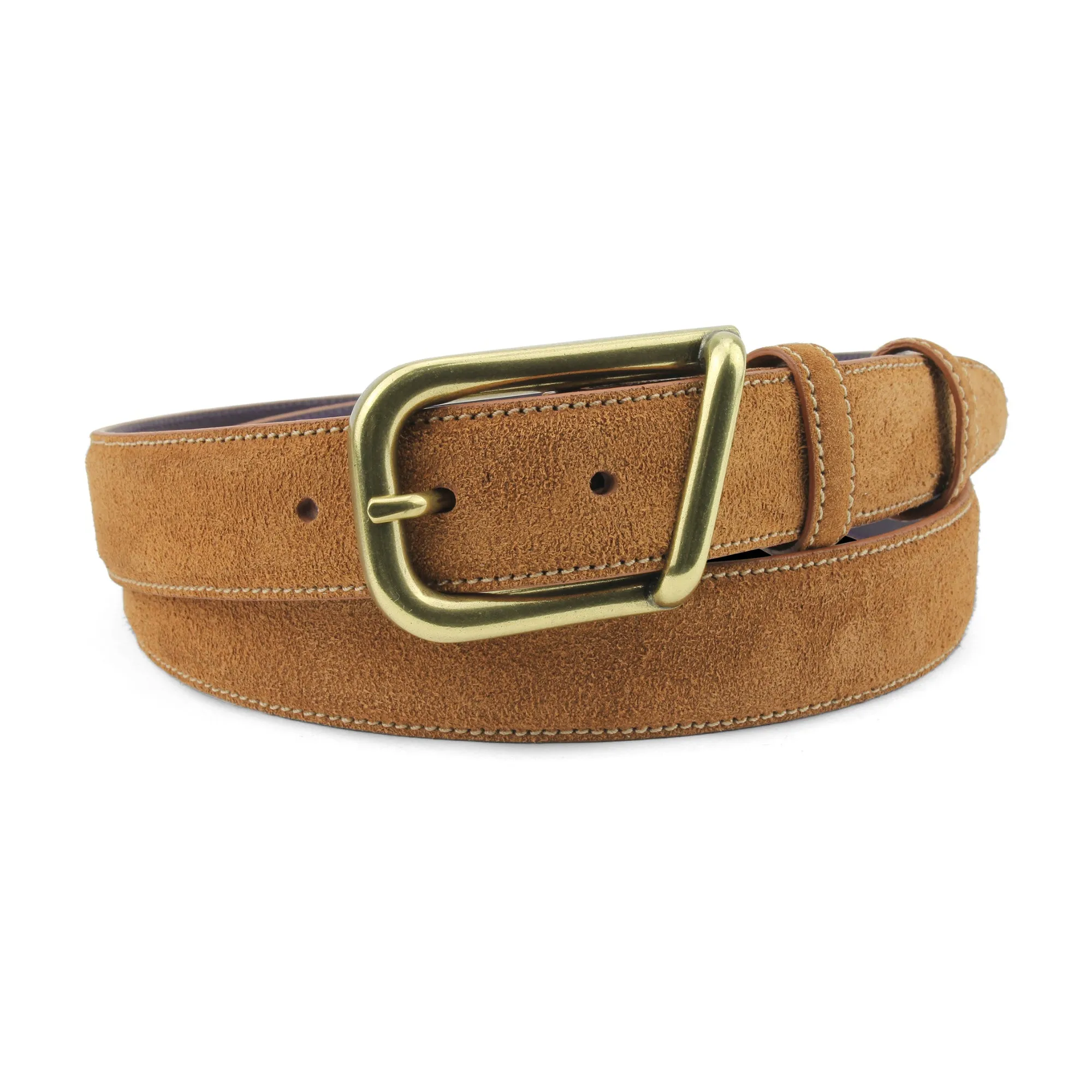 Tan Suede Narrow Equestrian Belt