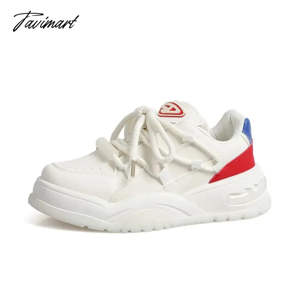 Tavimart White Casual Women Sneakers All-match Korean Fashion Platform Athletic Shoes Round Toe Sport Comfortable Vulcanized Shoes