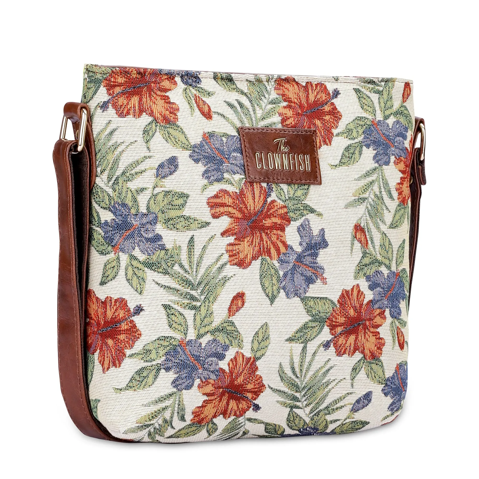 THE CLOWNFISH Linda Series Sling for Women Casual Ladies Single Shoulder Bag For Women Crossbody Bag for College Girls (Maroon-Floral)