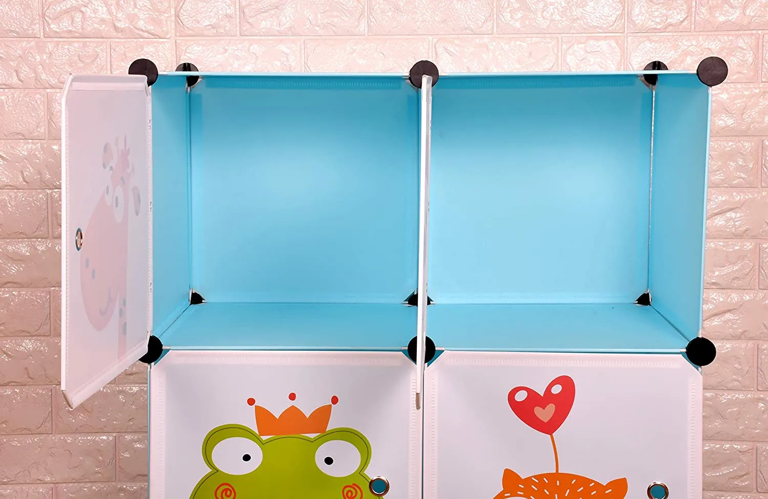 THE LITTLE LOOKERS Collapsible Kids Clothing Wardrobe |Cute Prince & Castle Print/Portable Waterproof Multipurpose Storage Rack/Adjustable Almirah for Babies/Girls/Boys