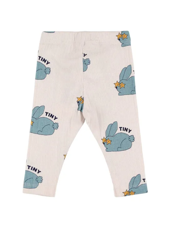 Tiny Cottons   Rabbit print cotton blend knit leggings 