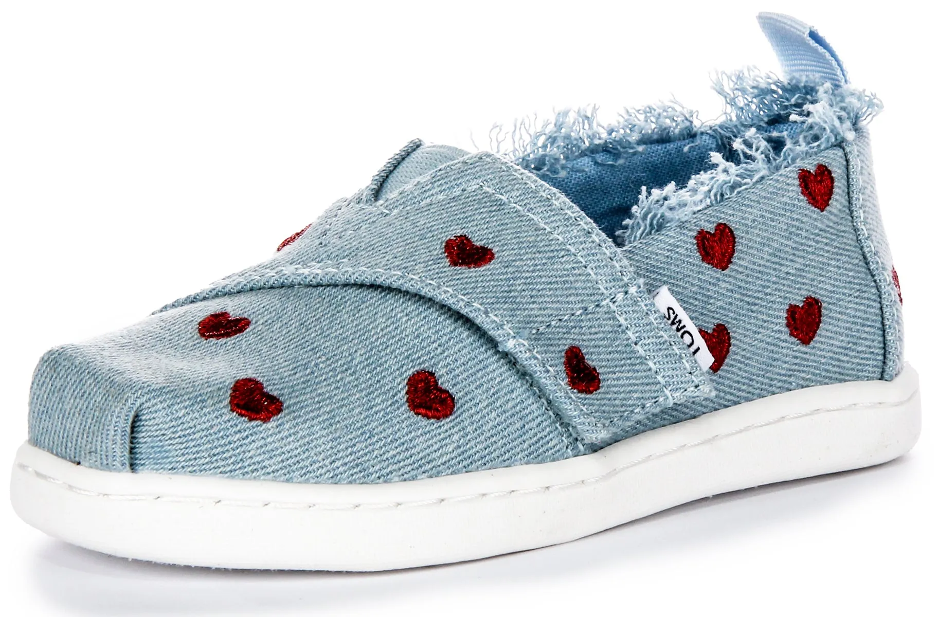 Toms Tiny Alpargata In Blue Red Heart For Toddler