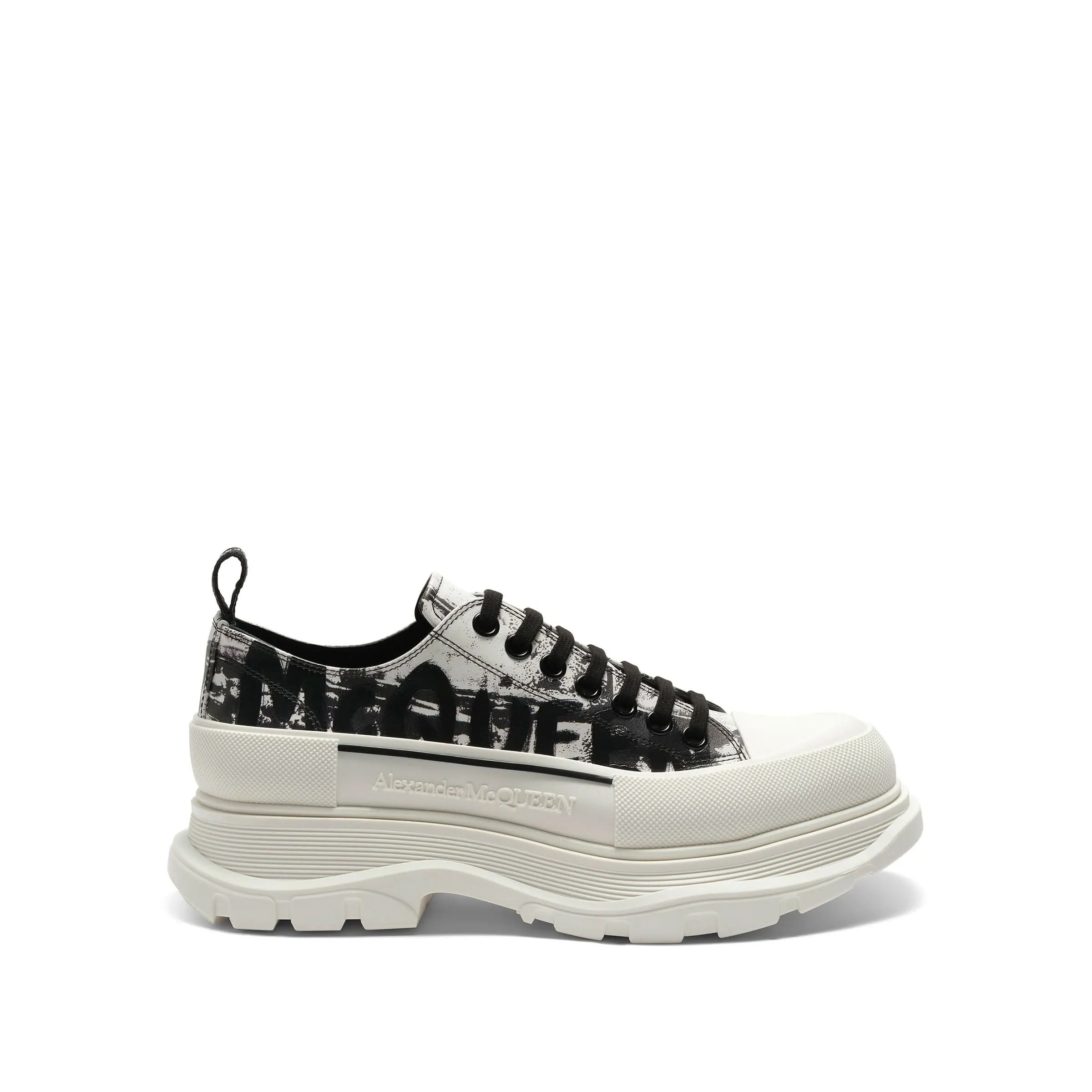 Tread Slick Graffiti Lace-Up Sneaker in White/Black