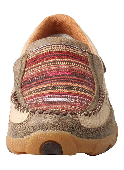 Twisted X Khaki/Multi Slip-On Round Toe Driving Moc for Women