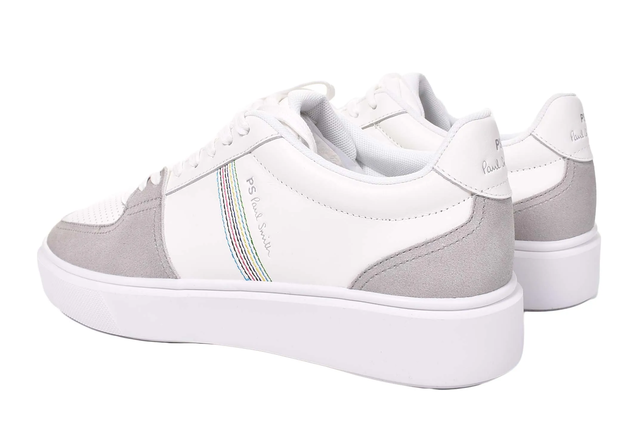 Tyne Leather Trainers White Grey