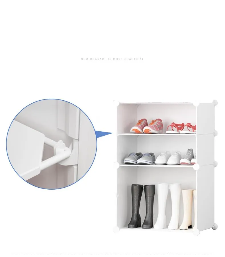 Urbane Home Shoes Cabinet | 3-Tier Foldable Shoe Rack Organizer for Closet | Plastic Shoe Shelf Collapsible Shoes Storage Box | Easy Assembly Shoe Cabinet with Lids | JL2C3TWH | White