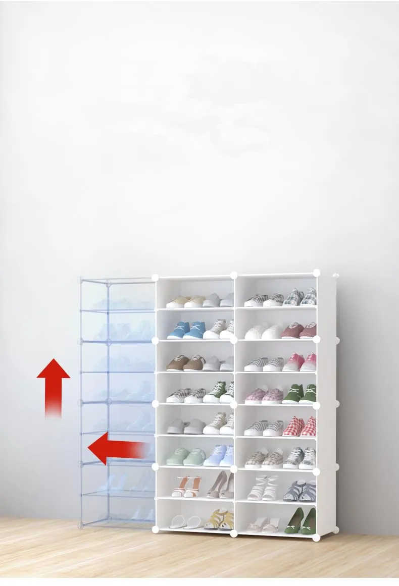 Urbane Home Shoes Cabinet | 3-Tier Foldable Shoe Rack Organizer for Closet | Plastic Shoe Shelf Collapsible Shoes Storage Box | Easy Assembly Shoe Cabinet with Lids | JL2C3TWH | White