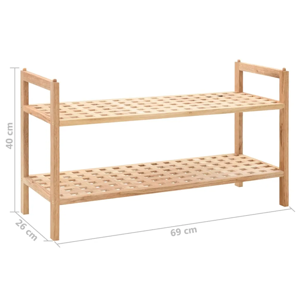 vidaXL Shoe Rack Solid Walnut Wood 69x26x40 cm