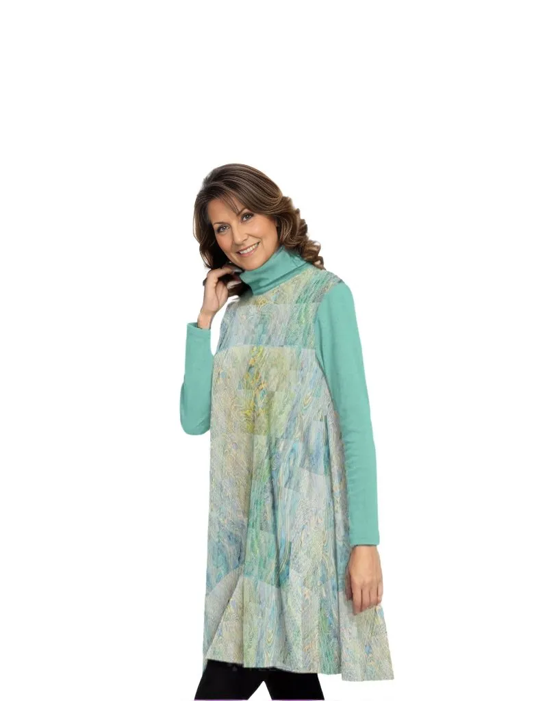 Washed Women's High Neck Dress With Long Sleeve