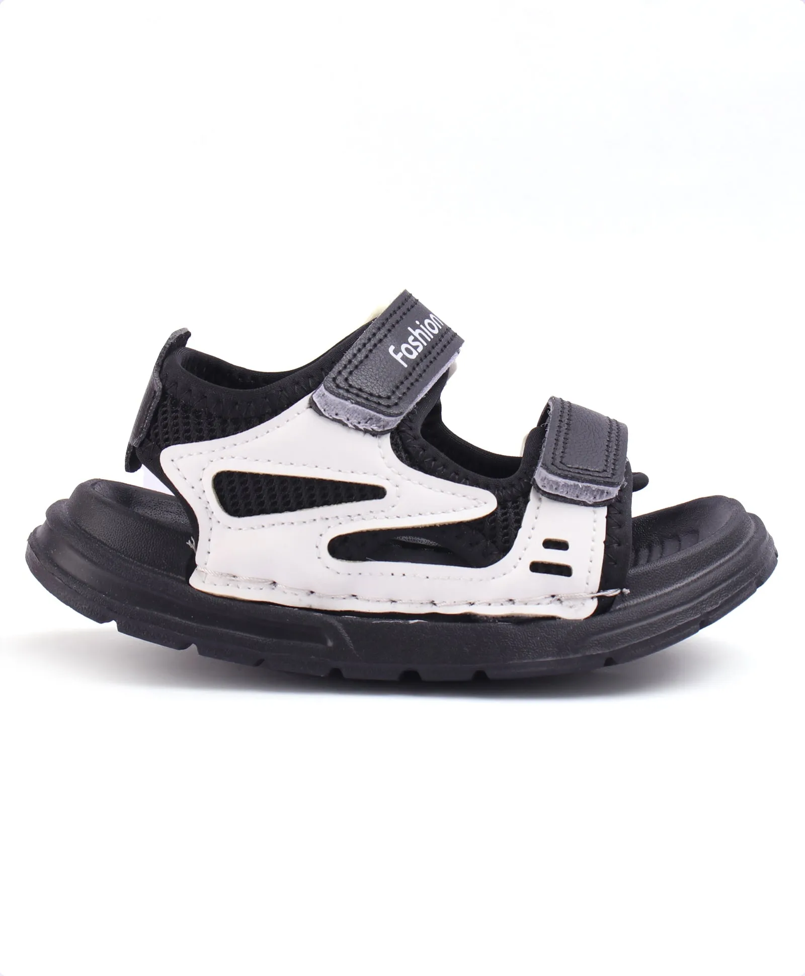 WAVES VELCRO CLOSURE SANDAL - BLACK