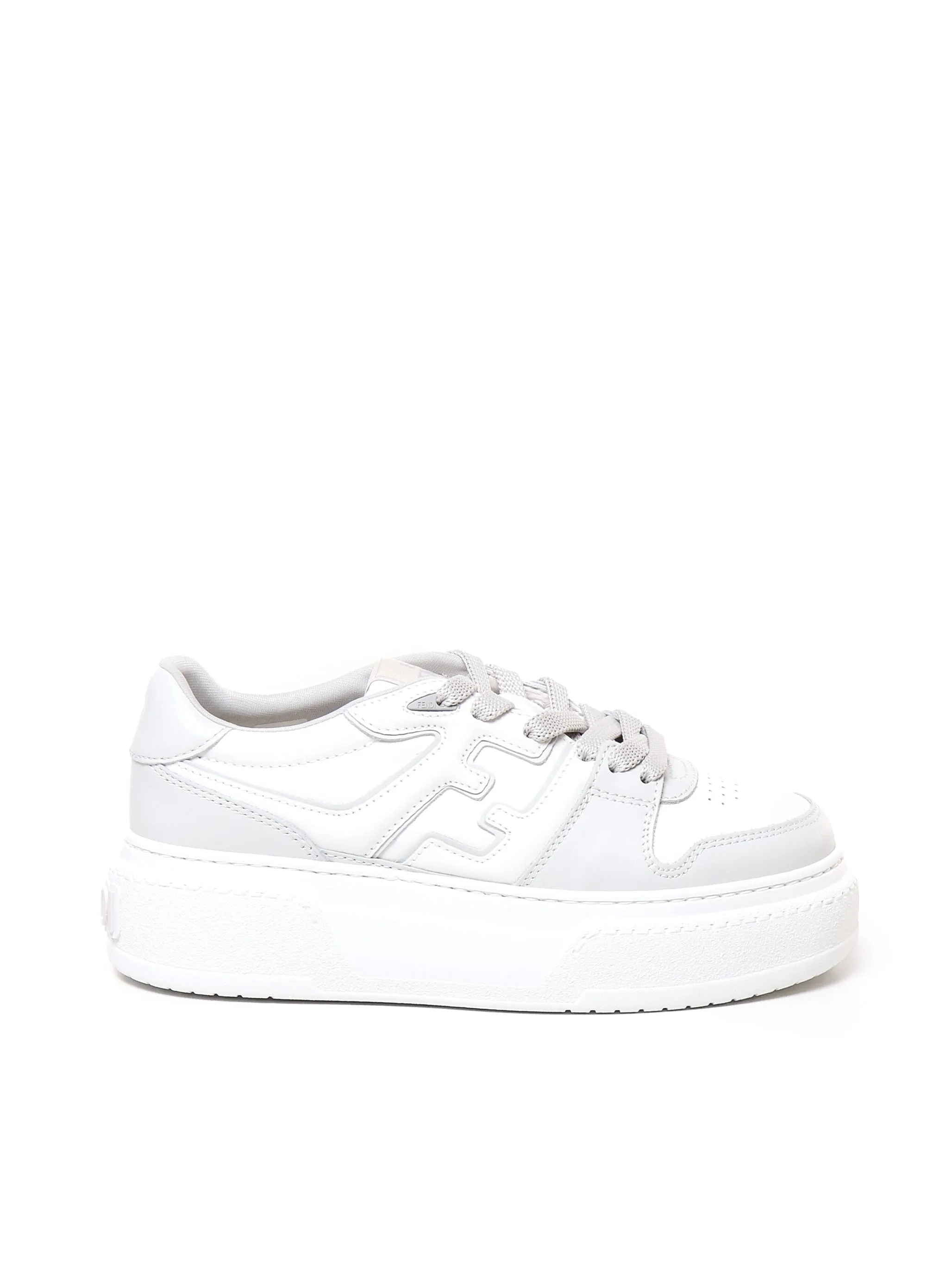 White Lace-Up Sneakers with Platform