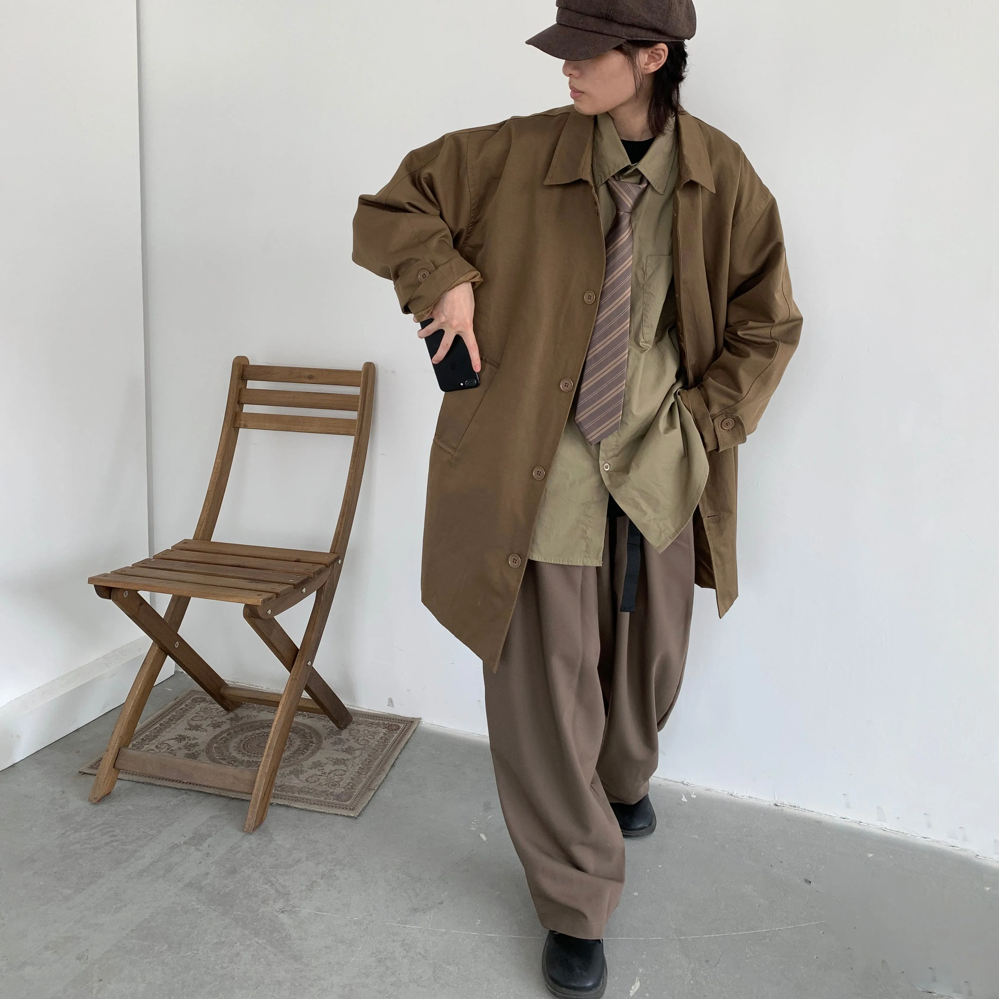 WLS Japanese Retro Loose Windbreaker Coat