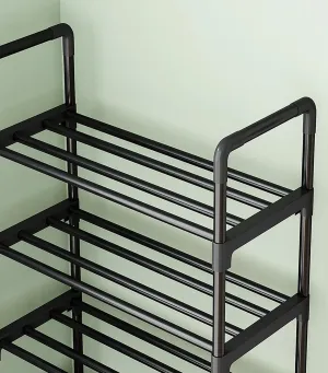 wolpin Multi-Purpose 3 Shelves Shoe Stand Rack Shelve Storage Rack Steel Dust-proof for Footwear, Black