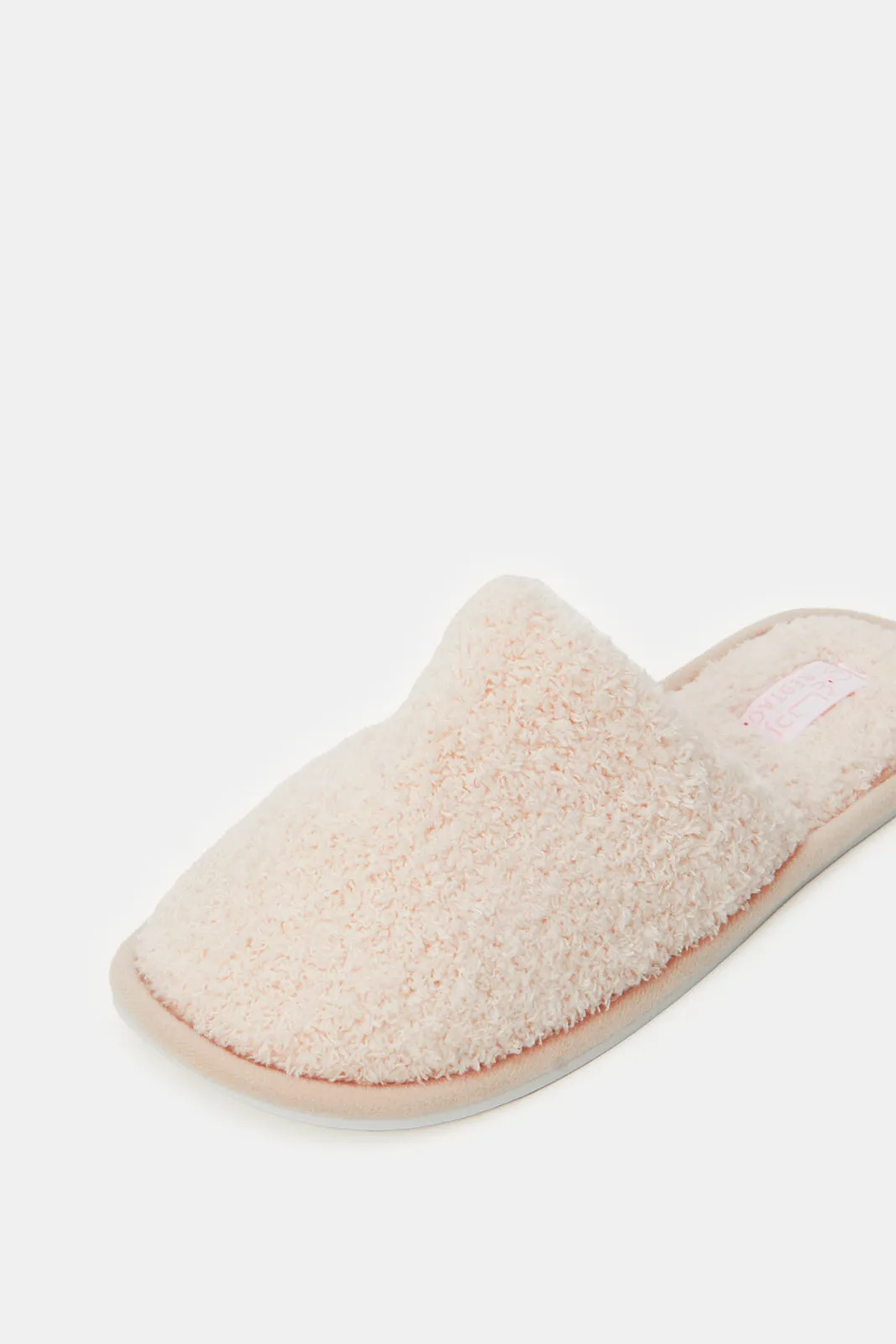 Women Pink Sherpa Close Toe Slide