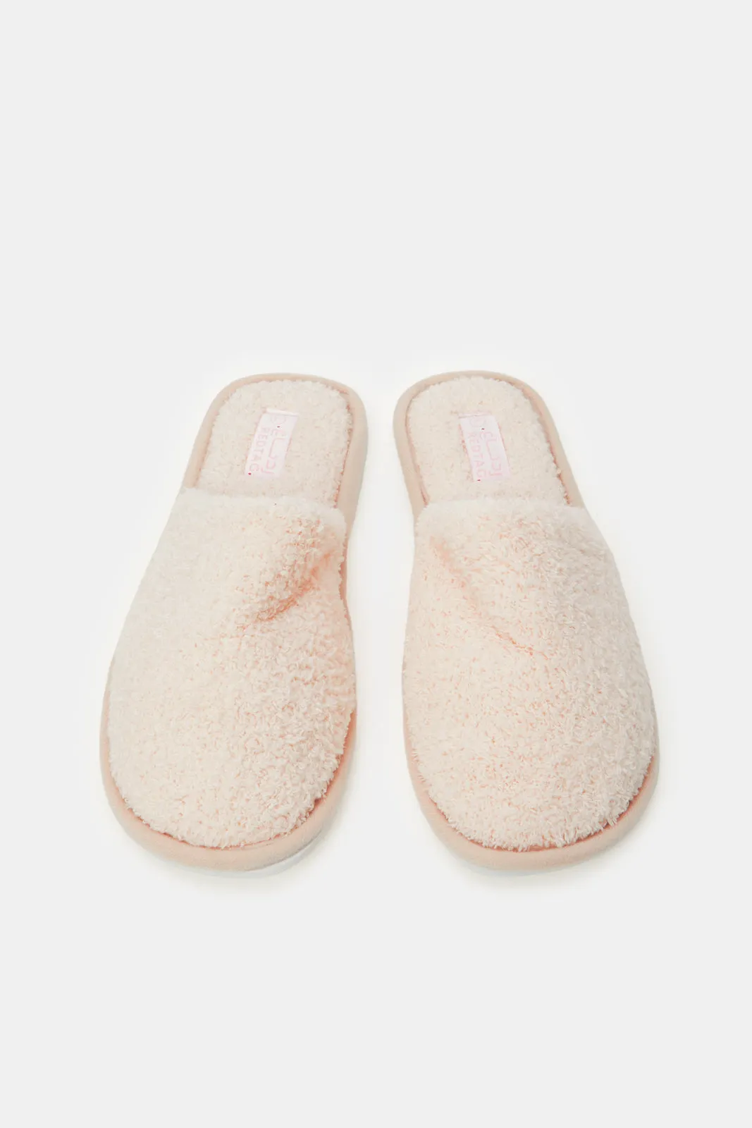 Women Pink Sherpa Close Toe Slide