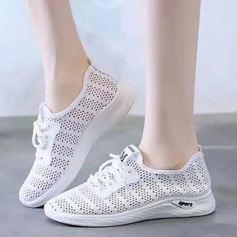 Women Shoes 2022 Mesh Breathable Flat Shoes Women Platform Wedge Sneakers Women Hollow Out Casual Shoes Zapatillas De Mujer