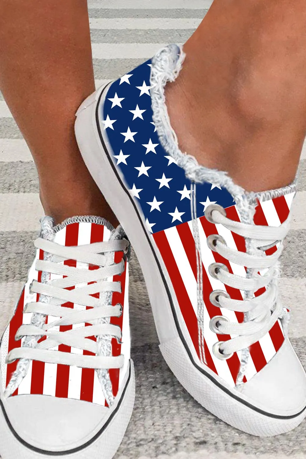 Women's American Flag Print Low Top Canvas Sneakers